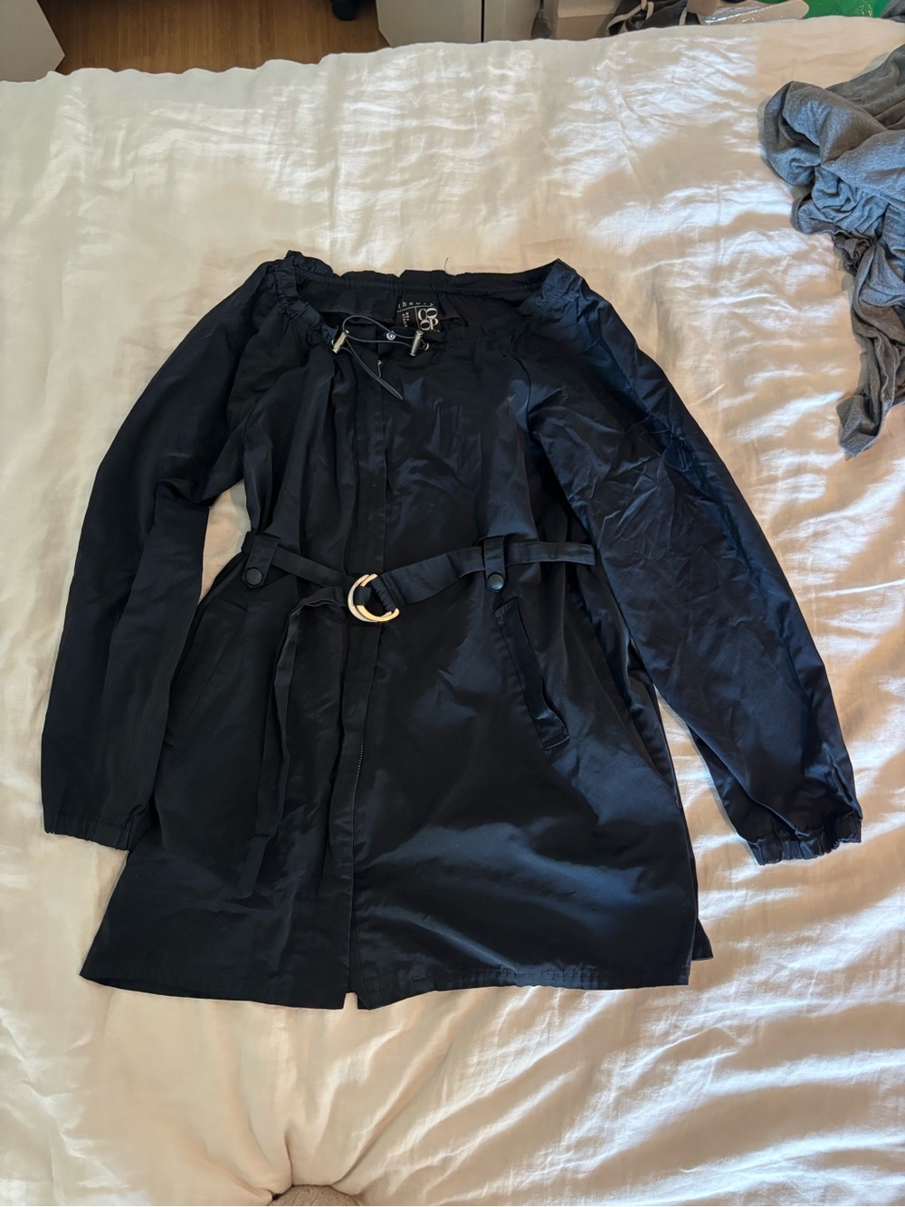 Theory Black Lightweight Belted Trench Coat